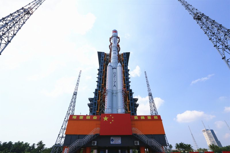 Long March 7A Y5 on the pad prior to launch the ChinaSat 1E