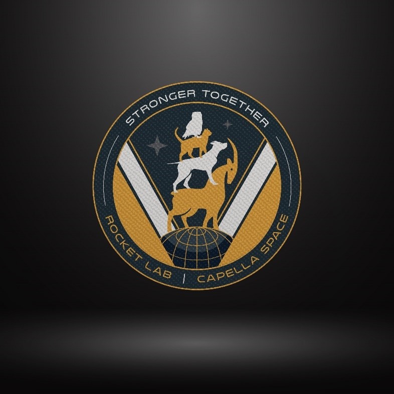 stronger together, rocket lab mission patch, capella space