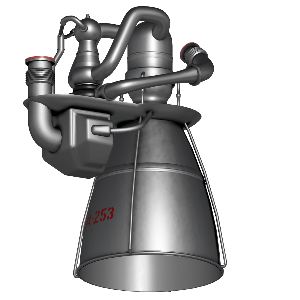 soviet rocket engine RD-253 render