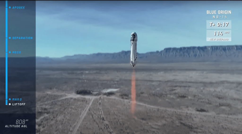 Drone shot New Shepard NS-14, Blue Origin