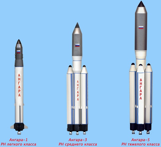 The Angara rocket family: Angara-1, Angara-3, Angara-5, Angara 1.2, Kosmos 2555 (MKA-R) mission.